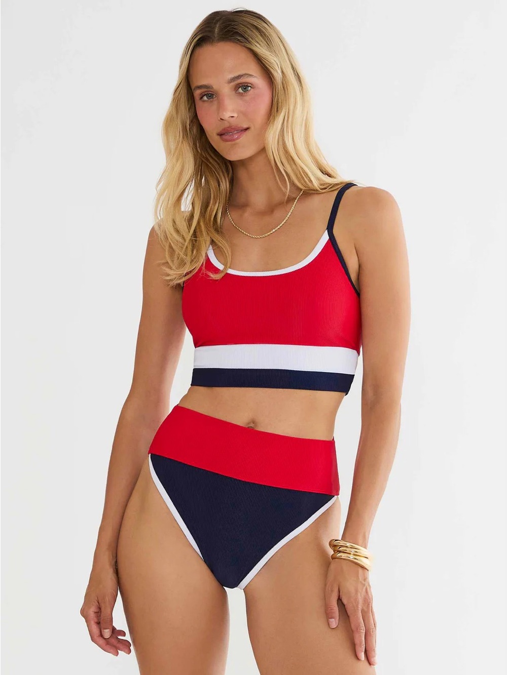 NWT Beach Riot Ribbed Americana Colorblock Emmy Swim Bikini Bottom XL